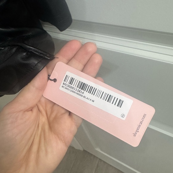 Micas Faux Leather Patchwork Tie Front Round Neck Ruched Mini Dress - Picture 5 of 5